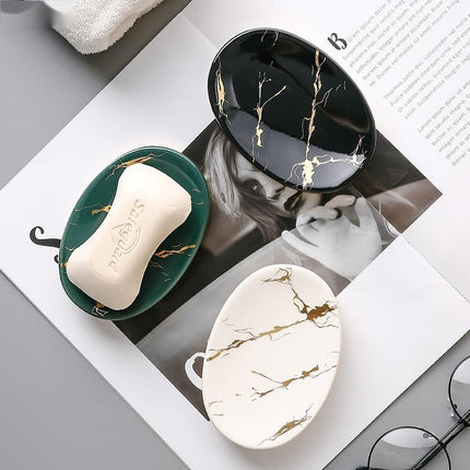 Oválná mýdlenka s dekorem mramoru