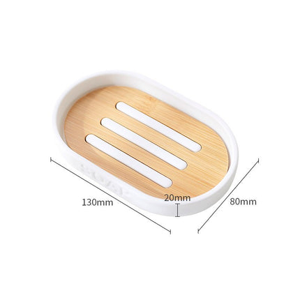 Bílá oválná mýdlenka s bambusem