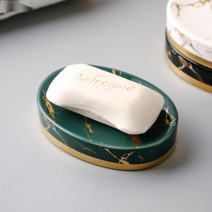 Oválná mýdlenka s dekorem mramoru