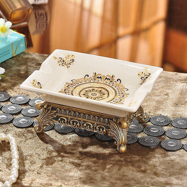 Zlatá retro keramická miska na mýdlo