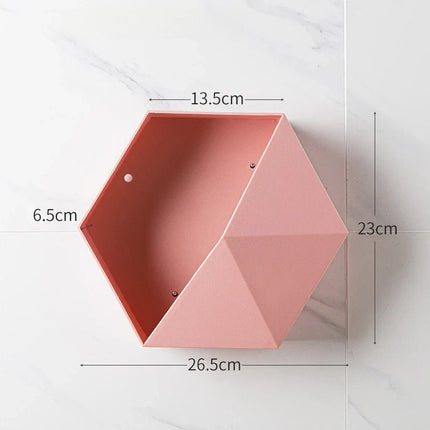Nástěnná polička hexagon do koupelny