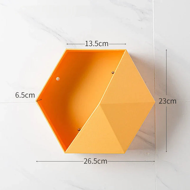 Nástěnná polička hexagon do koupelny
