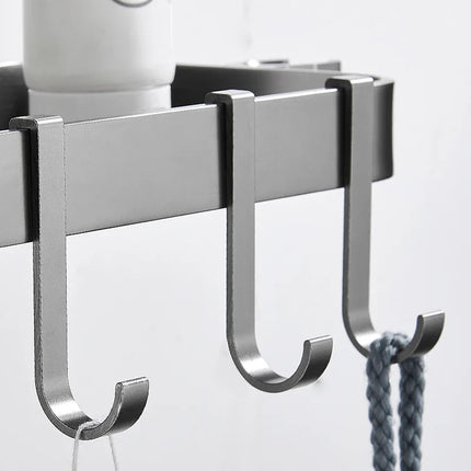 Černá polička na sprchovou tyč