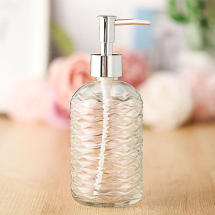 Skleněný dávkovač mýdla s vlnitým vzorem