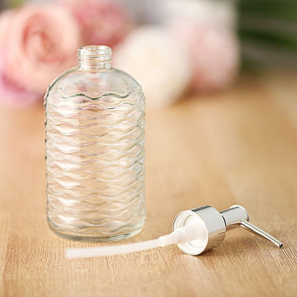 Skleněný dávkovač mýdla s vlnitým vzorem