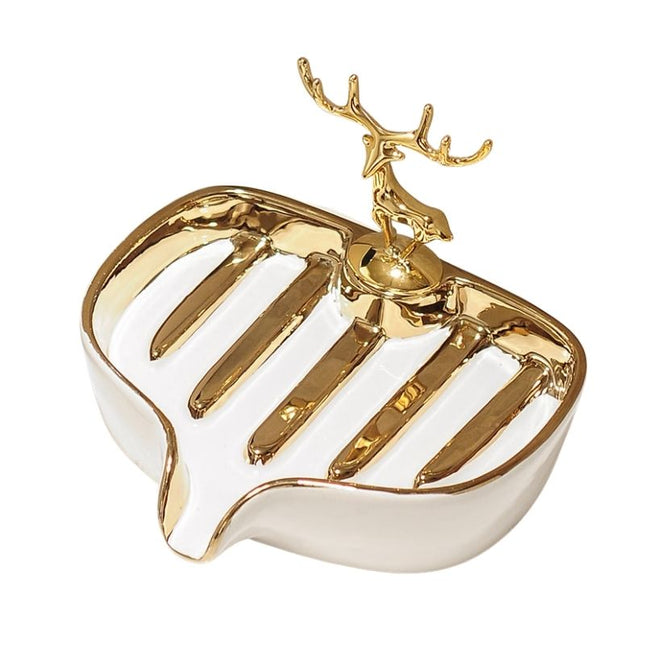 Keramická mýdlenka se zlatým jelenem