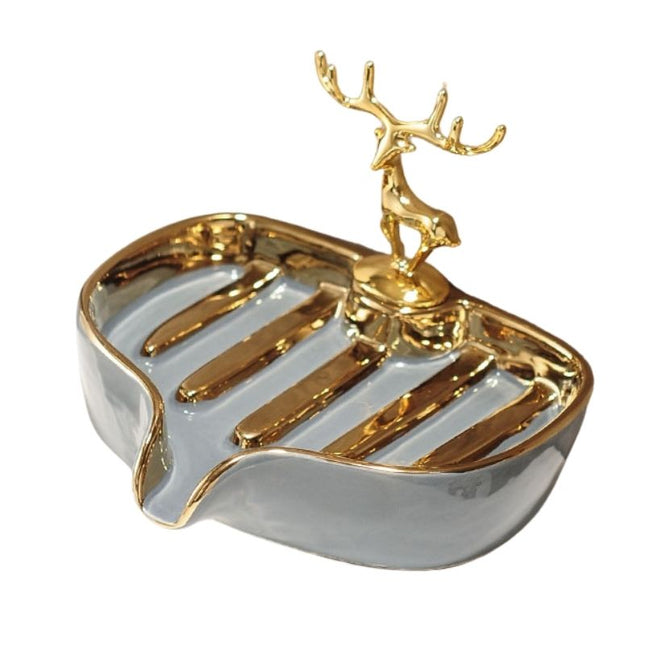 Keramická mýdlenka se zlatým jelenem