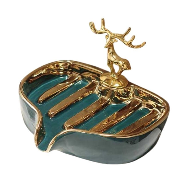 Keramická mýdlenka se zlatým jelenem
