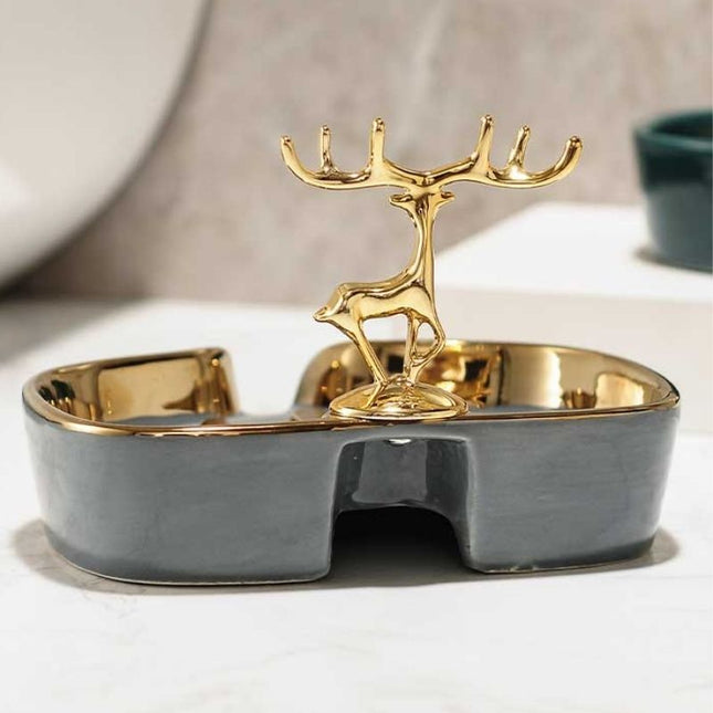Keramická mýdlenka se zlatým jelenem