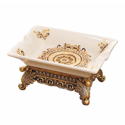 Zlatá retro keramická miska na mýdlo