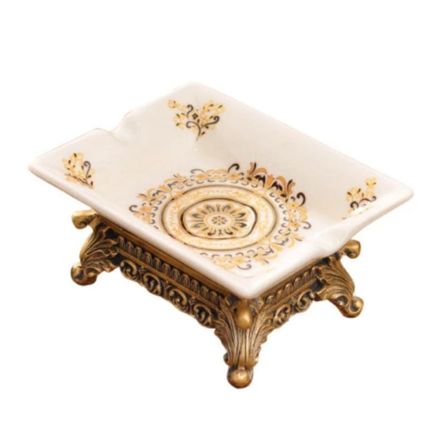 Zlatá retro keramická miska na mýdlo