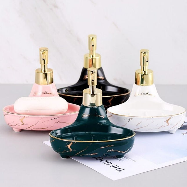 Dávkovač mýdla s mýdlenkou mramorový design