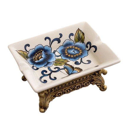 Keramická retro miska s květinami