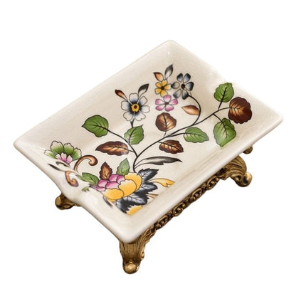 Keramická retro miska s květinami