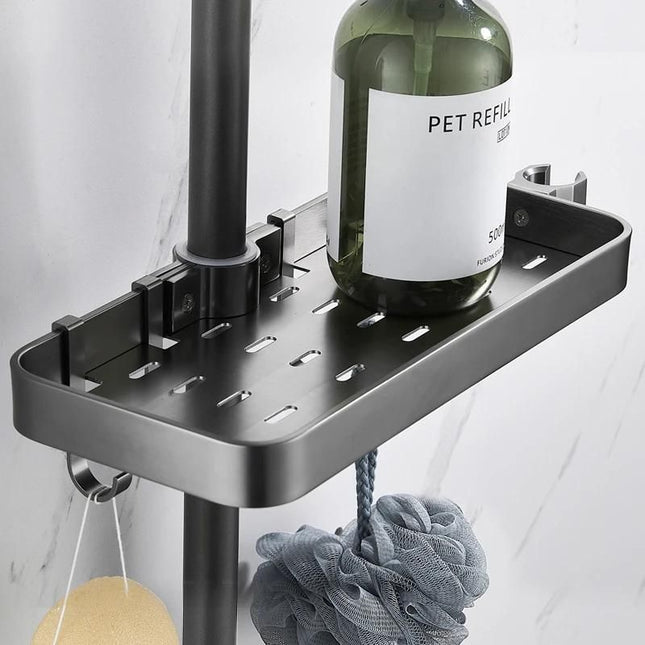 Černá polička na sprchovou tyč